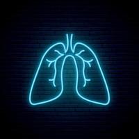 signo de pulmones de neón. vector