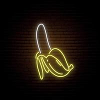 Neon banana sign. vector