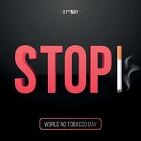 31 de mayo, pancarta del día mundial sin tabaco. vector