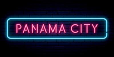 Panama City neon sign. vector