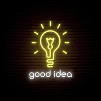 Good Idea neon sign. vector