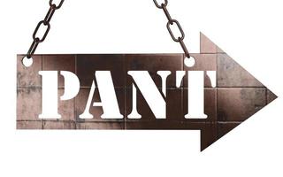 pant word on metal pointer photo