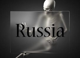 Rusia palabra sobre vidrio y esqueleto foto
