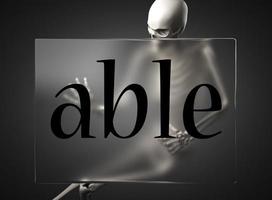 able word on glass and skeleton photo