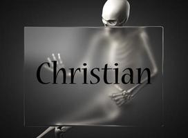 Christian word on glass and skeleton photo