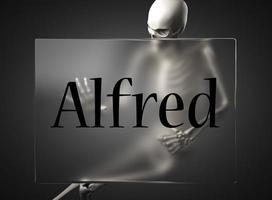 Alfred word on glass and skeleton photo