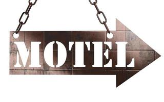 motel word on metal pointer photo