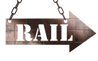 rail word on metal pointer photo