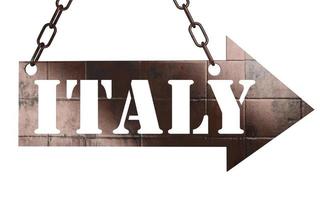 palabra de italia en puntero de metal foto