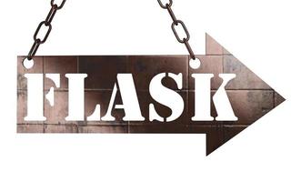 flask word on metal pointer photo