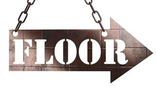 floor word on metal pointer photo