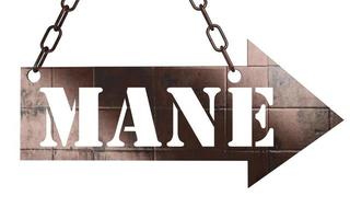 mane word on metal pointer photo