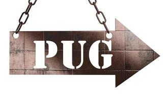 pug word on metal pointer photo