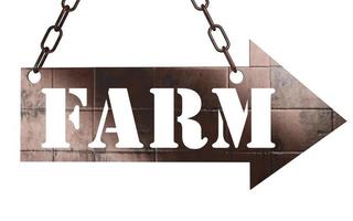 farm word on metal pointer photo