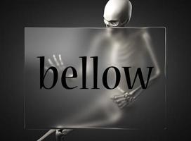 bellow word on glass and skeleton photo