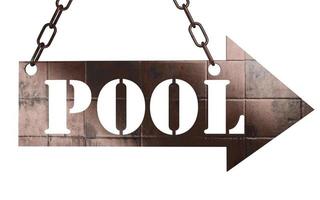 pool word on metal pointer photo