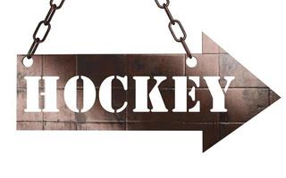 hockey word on metal pointer photo