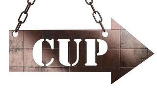 cup word on metal pointer photo