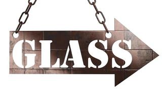 glass word on metal pointer photo
