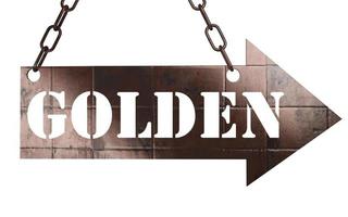 golden word on metal pointer photo