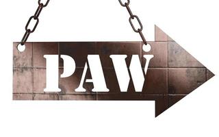 paw word on metal pointer photo