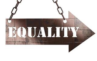 equality word on metal pointer photo