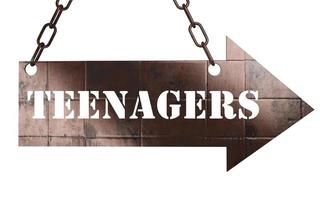 teenagers word on metal pointer photo