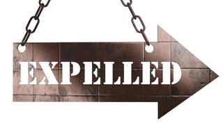 expelled word on metal pointer photo