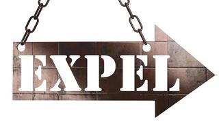 expel word on metal pointer photo