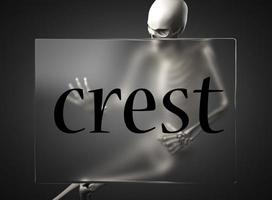 crest word on glass and skeleton photo