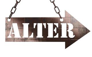 alter word on metal pointer photo