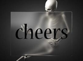 cheers word on glass and skeleton photo