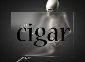 cigarro, palabra, en, vidrio, y, esqueleto foto