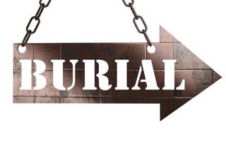 burial word on metal pointer photo