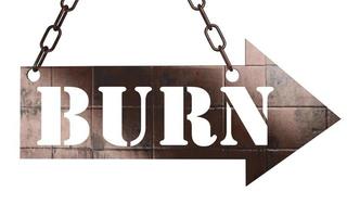 burn word on metal pointer photo