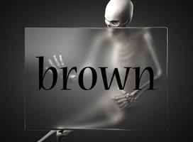 brown word on glass and skeleton photo