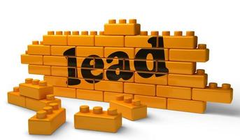 lead word on yellow brick wall photo