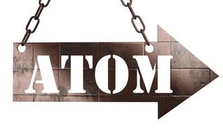 atom word on metal pointer photo