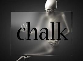 chalk word on glass and skeleton photo