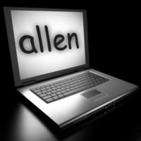 palabra de allen en la computadora portátil foto