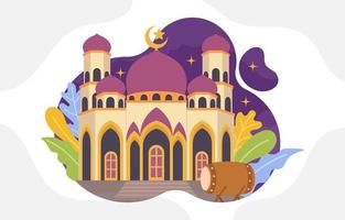 Ramadan Kareem with Mosque Concept vector
