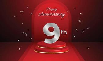 Celebration 9th anniversary banner template vector