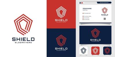 Modern abstract shield logo and business card design. security, modern, shield, secure, icon Premium Vector