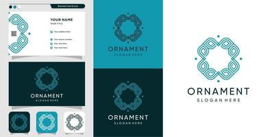 Ornament with line art logo template and business card design Premium Vector