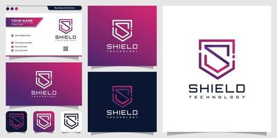 Shield logo for technology and business card design template, logo template, technology, shield, security, Premium Vector