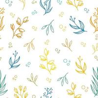 foliages outline seamless pattern vector