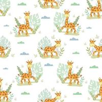 cute giraffe pattern seamless vector