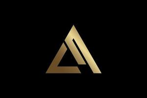 logotipo abstracto del triángulo dorado vector