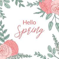 Gentle spring design with floral elements. Hand drawn vector illustration