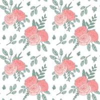 Gentle floral seamless pattern with roses and peonies. Hand drawn vector illustration